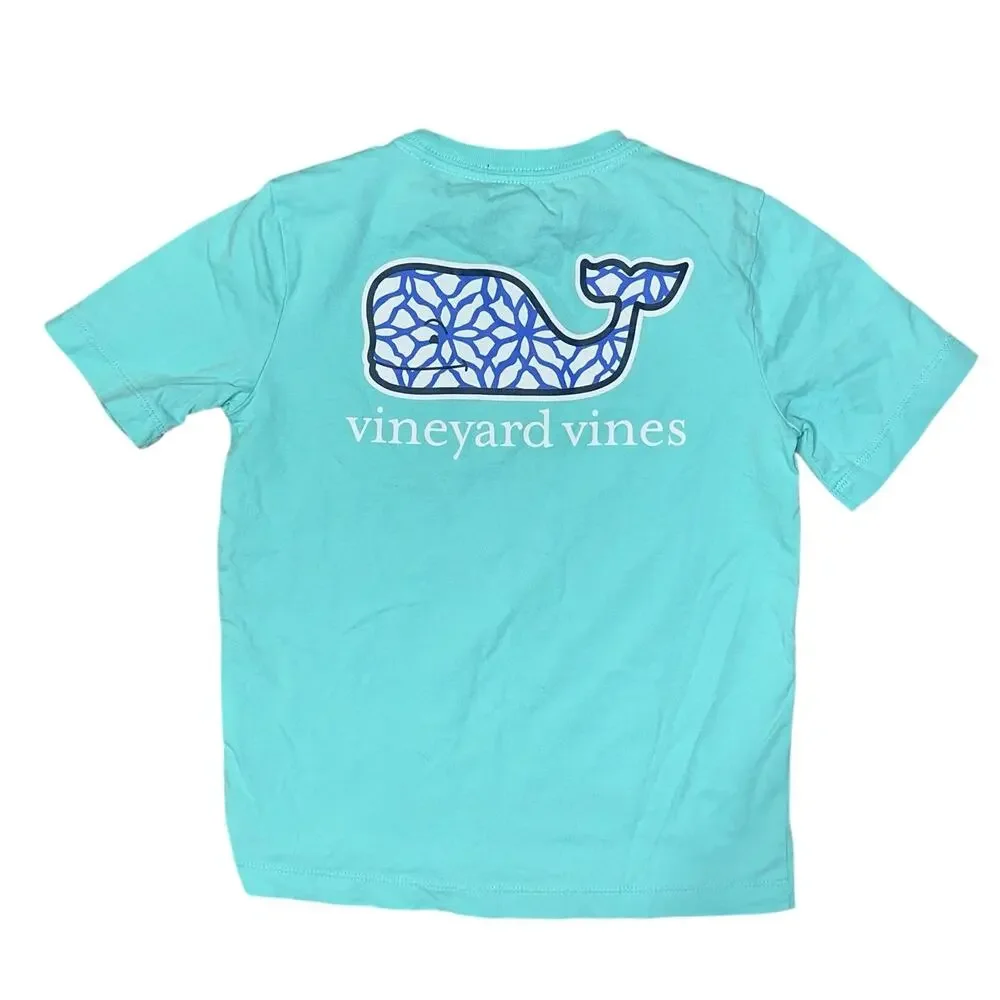 Vineyard Vines Kid's Teal Whale Pocket Tee